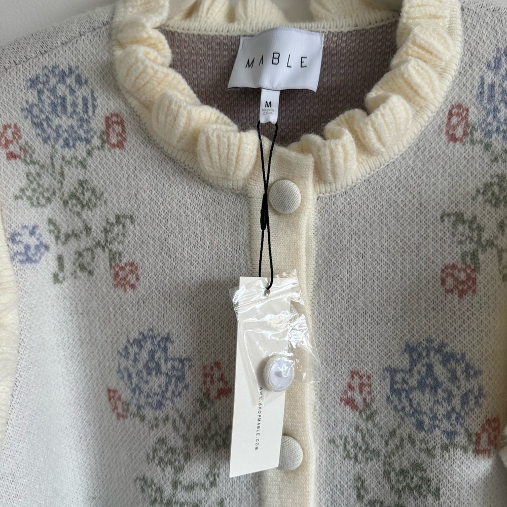 MABLE | Eloise Long Sleeve Ruffle Floral Print Crop Cardigan ~ NWT Medium - Picture 12 of 14
